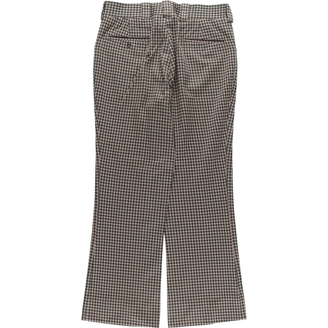 Vintage 60s-70'S Check Pattern Gingham Check Flare Pants, Men's Size W31 unclear Beige type Vintage Second Hand