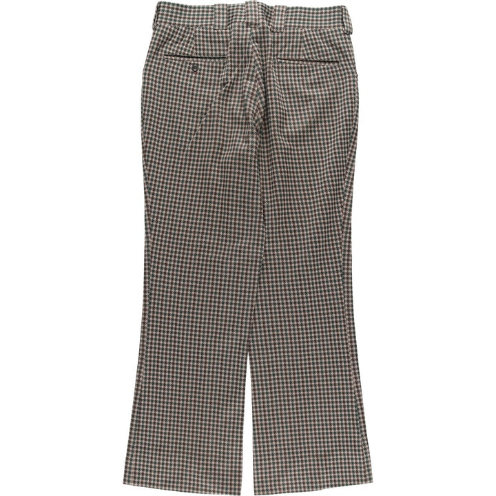 Vintage 60s-70'S Check Pattern Gingham Check Flare Pants, Men's Size W31 unclear Beige type Vintage Second Hand