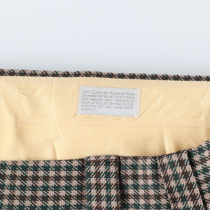 Vintage 60s-70'S Check Pattern Gingham Check Flare Pants, Men's Size W31 unclear Beige type Vintage Second Hand