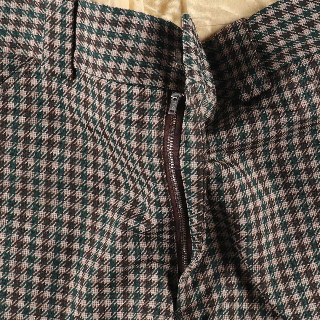 Vintage 60s-70'S Check Pattern Gingham Check Flare Pants, Men's Size W31 unclear Beige type Vintage Second Hand