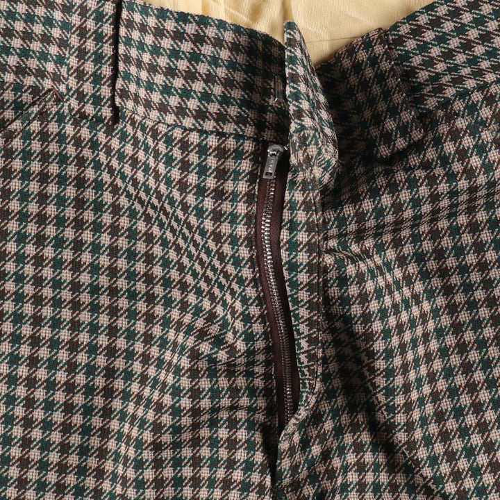 Vintage 60s-70'S Check Pattern Gingham Check Flare Pants, Men's Size W31 unclear Beige type Vintage Second Hand