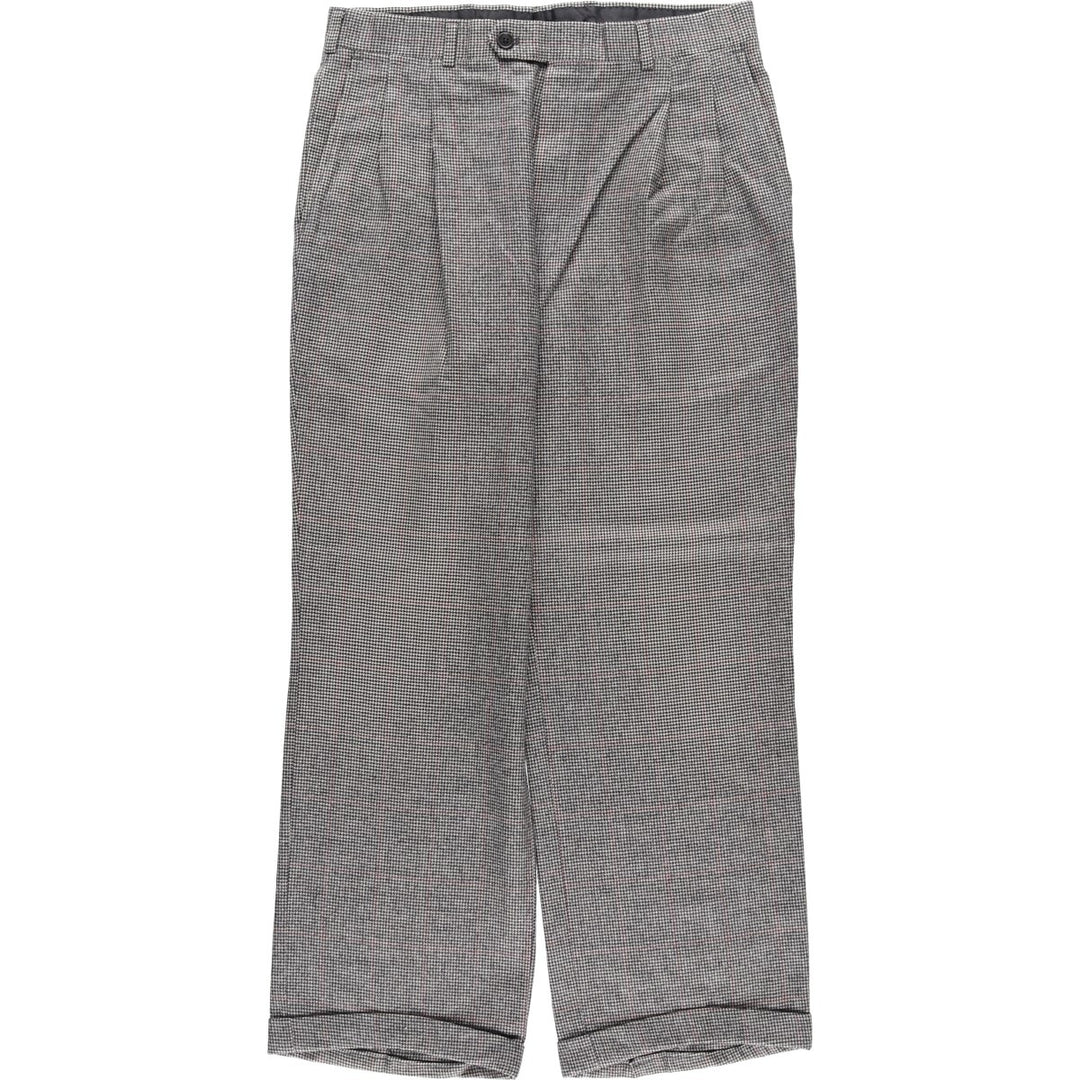 Burberry's Check Pattern Houndstooth Pattern Two-Pleated Wool Pants, Men's Size W31 unclear Beige type Vintage Second Hand