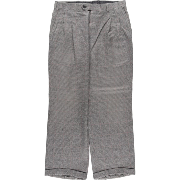 Burberry's Check Pattern Houndstooth Pattern Two-Pleated Wool Pants, Men's Size W31 unclear Beige type Vintage Second Hand