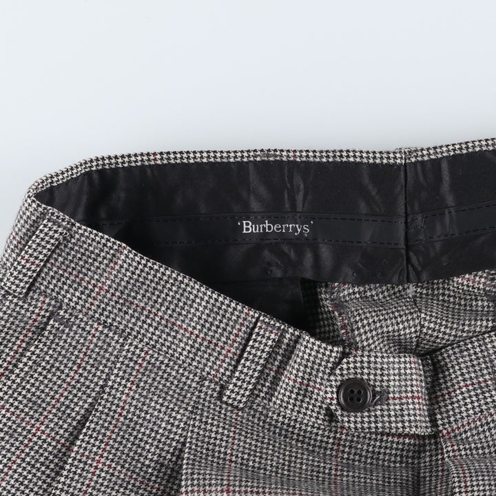 Burberry's Check Pattern Houndstooth Pattern Two-Pleated Wool Pants, Men's Size W31 unclear Beige type Vintage Second Hand