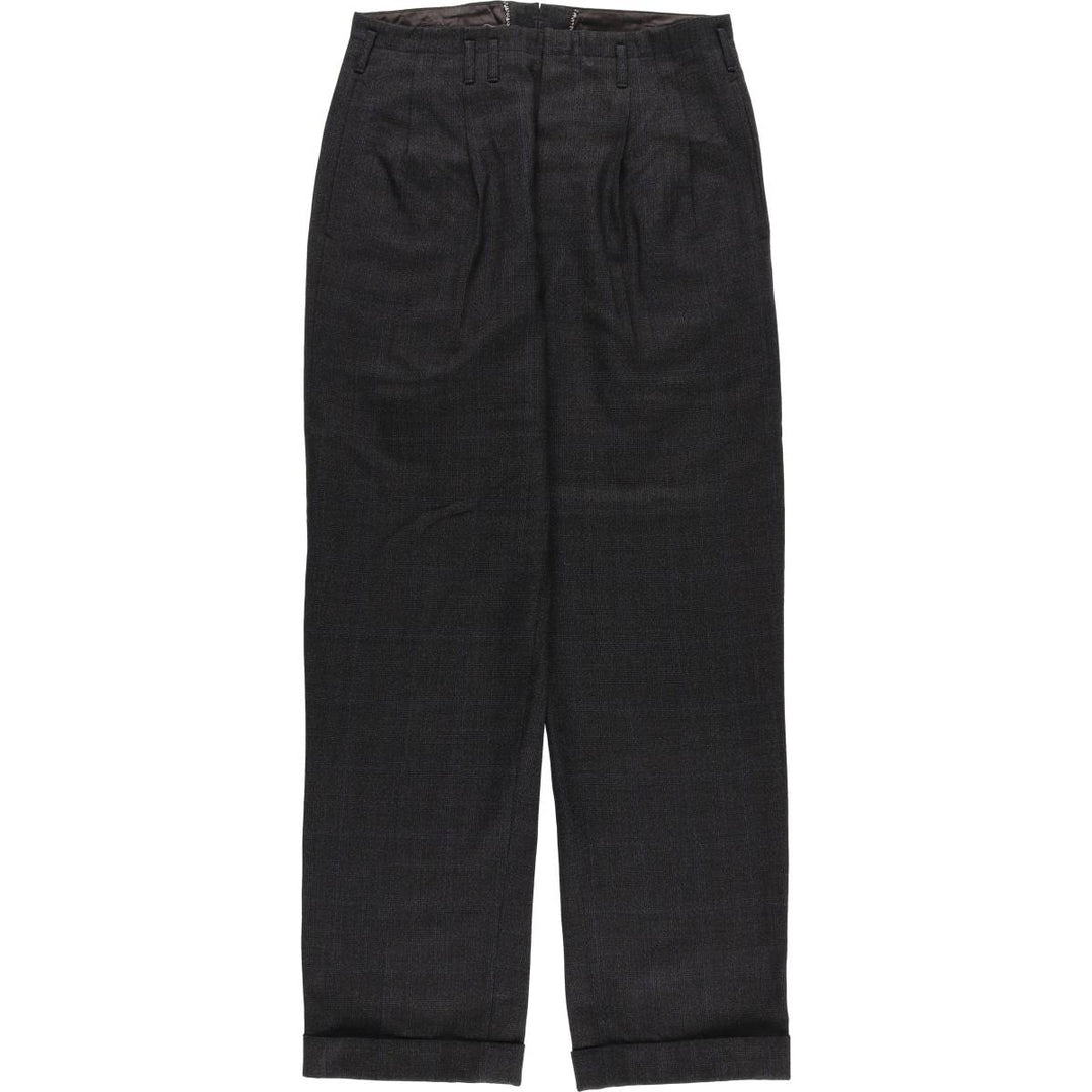 Vintage 60s-70'S Check Pattern Two-Pleated Slacks, Men's Size W30 unclear gray type Vintage Second Hand