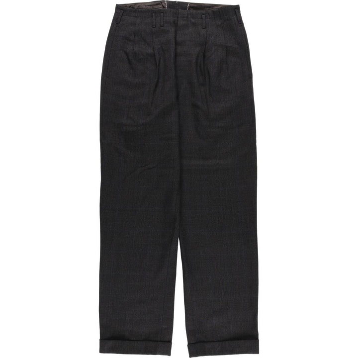 Vintage 60s-70'S Check Pattern Two-Pleated Slacks, Men's Size W30 unclear gray type Vintage Second Hand