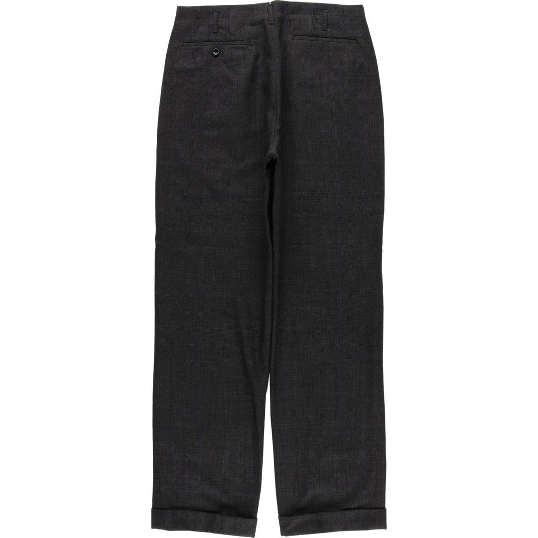 Vintage 60s-70'S Check Pattern Two-Pleated Slacks, Men's Size W30 unclear gray type Vintage Second Hand