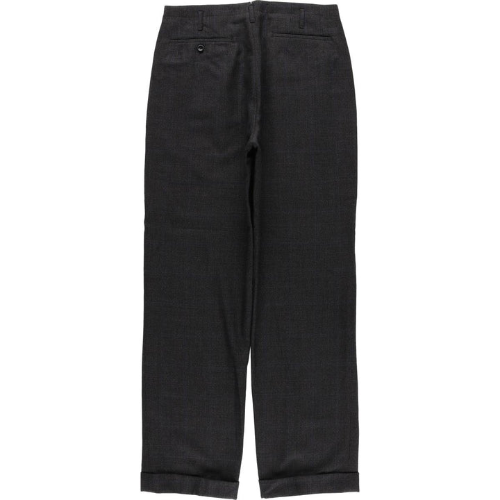 Vintage 60s-70'S Check Pattern Two-Pleated Slacks, Men's Size W30 unclear gray type Vintage Second Hand