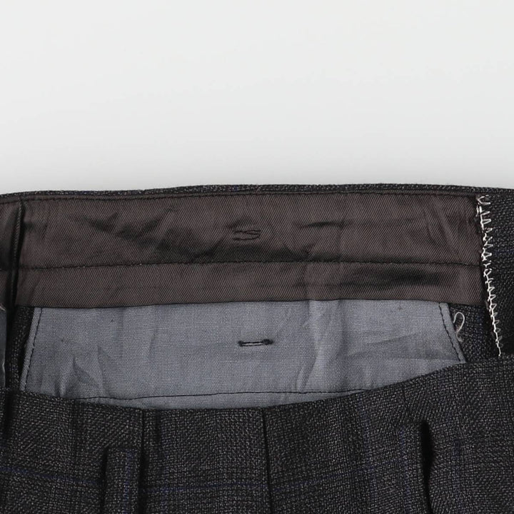 Vintage 60s-70'S Check Pattern Two-Pleated Slacks, Men's Size W30 unclear gray type Vintage Second Hand