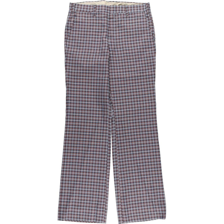 Vintage men's check pattern slacks, size W32 unclear gray type Vintage Second Hand