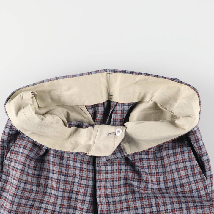 Vintage men's check pattern slacks, size W32 unclear gray type Vintage Second Hand