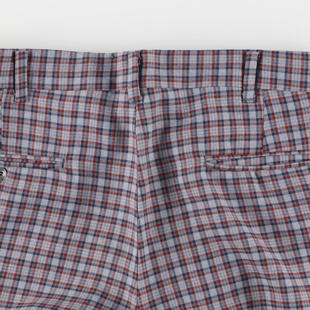 Vintage men's check pattern slacks, size W32 unclear gray type Vintage Second Hand
