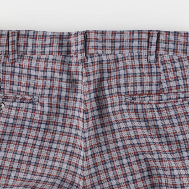 Vintage men's check pattern slacks, size W32 unclear gray type Vintage Second Hand