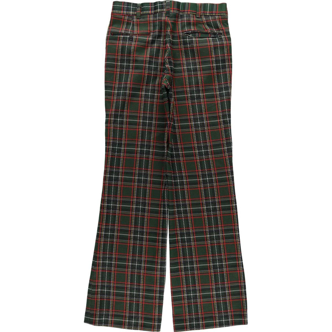 60s-70'S Sears Kings Road Check Pattern Tartan Slacks Men's Size W30 unclear red type Vintage Second Hand