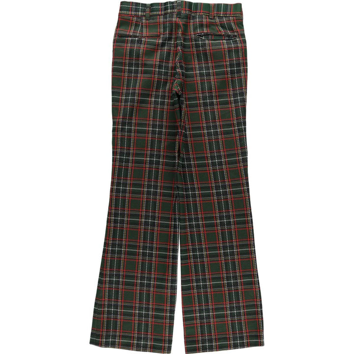 60s-70'S Sears Kings Road Check Pattern Tartan Slacks Men's Size W30 unclear red type Vintage Second Hand
