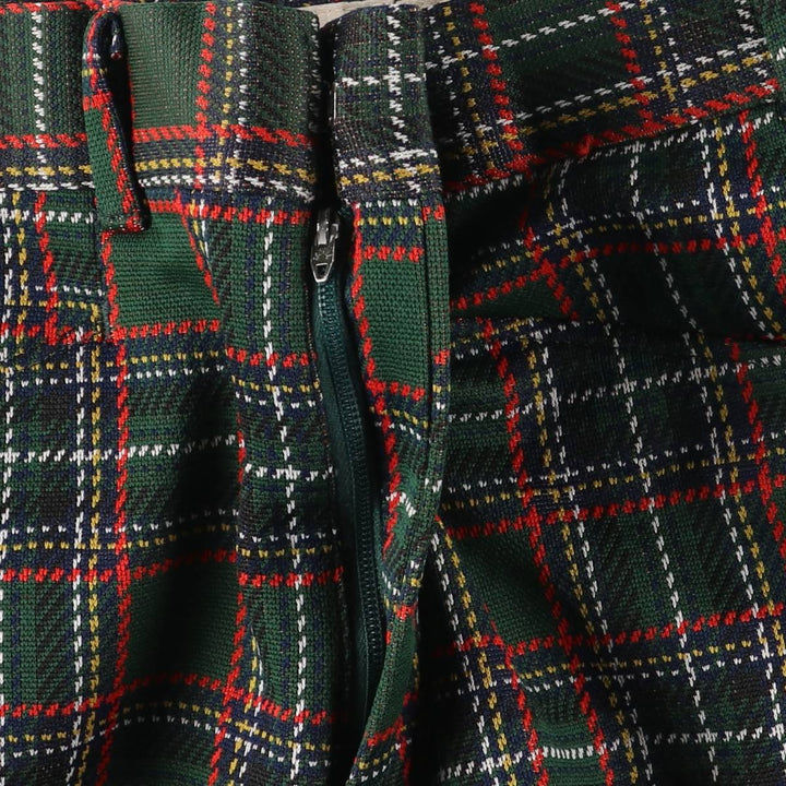 60s-70'S Sears Kings Road Check Pattern Tartan Slacks Men's Size W30 unclear red type Vintage Second Hand