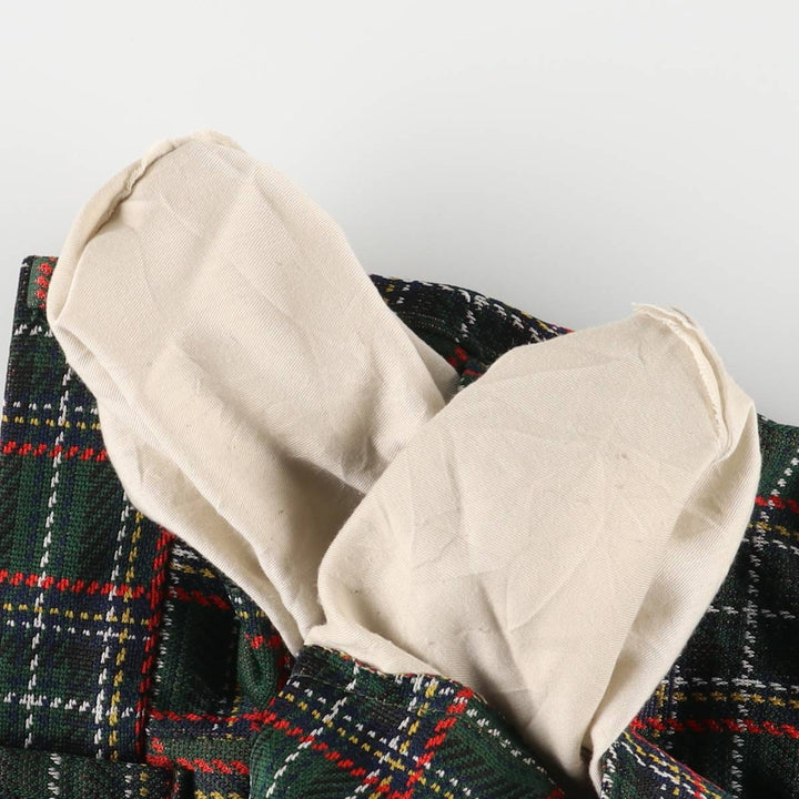 60s-70'S Sears Kings Road Check Pattern Tartan Slacks Men's Size W30 unclear red type Vintage Second Hand