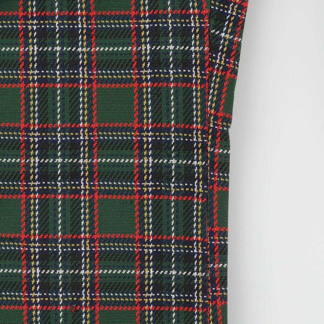 60s-70'S Sears Kings Road Check Pattern Tartan Slacks Men's Size W30 unclear red type Vintage Second Hand
