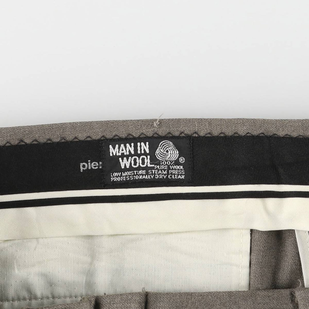 Pierre Cardin two-pleat wool pants, men's size W36, vintage wool gray type Vintage Second Hand