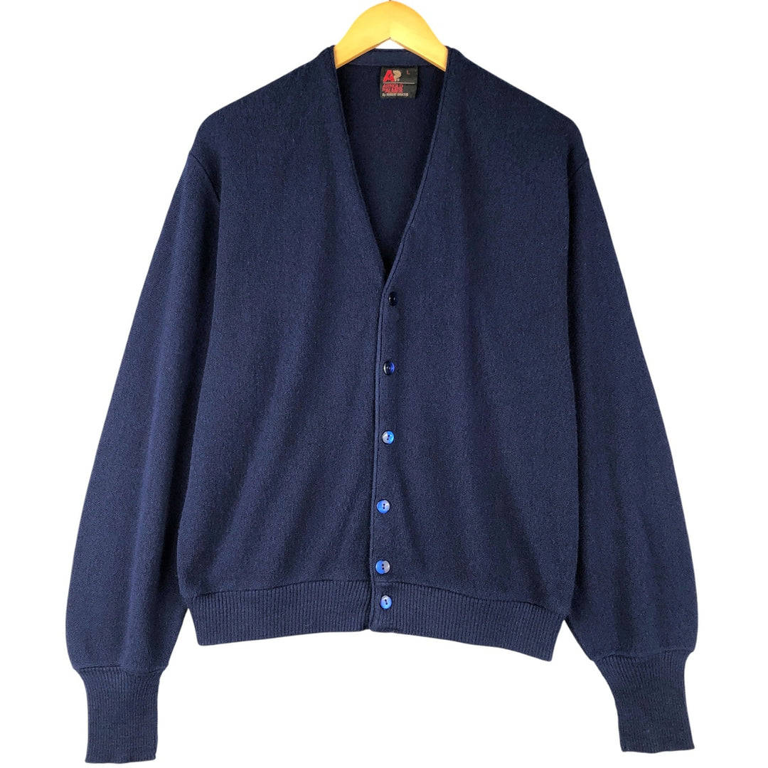 Arnold Palmer Acrylic Knit Cardigan, Made in USA, Men's Size L acrylic navy blue type Vintage Second Hand