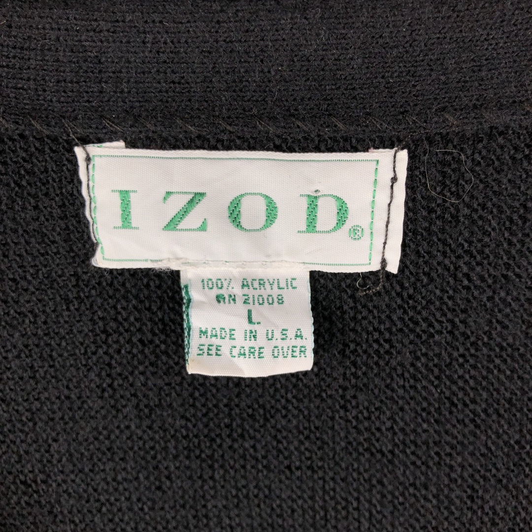 Lacoste IZOD Acrylic Knit Cardigan, Made in USA, Men's Size L acrylic black type Vintage Second Hand
