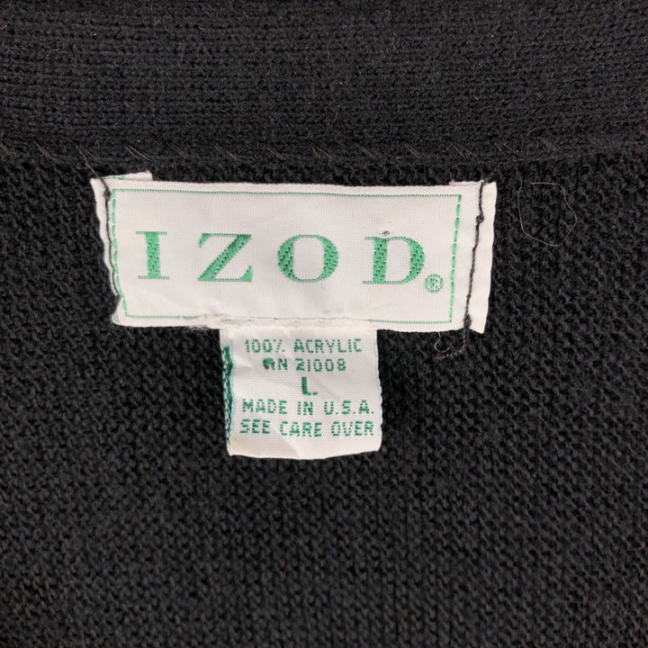 Lacoste IZOD Acrylic Knit Cardigan, Made in USA, Men's Size L acrylic black type Vintage Second Hand