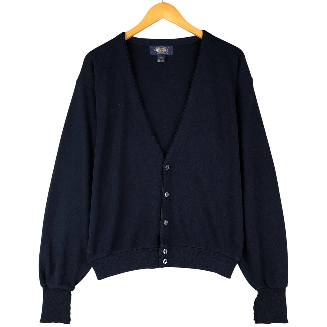 KNIGHTS BRIDGE Acrylic Knit Cardigan, Made in USA, Men's Size L acrylic navy blue type Vintage Second Hand
