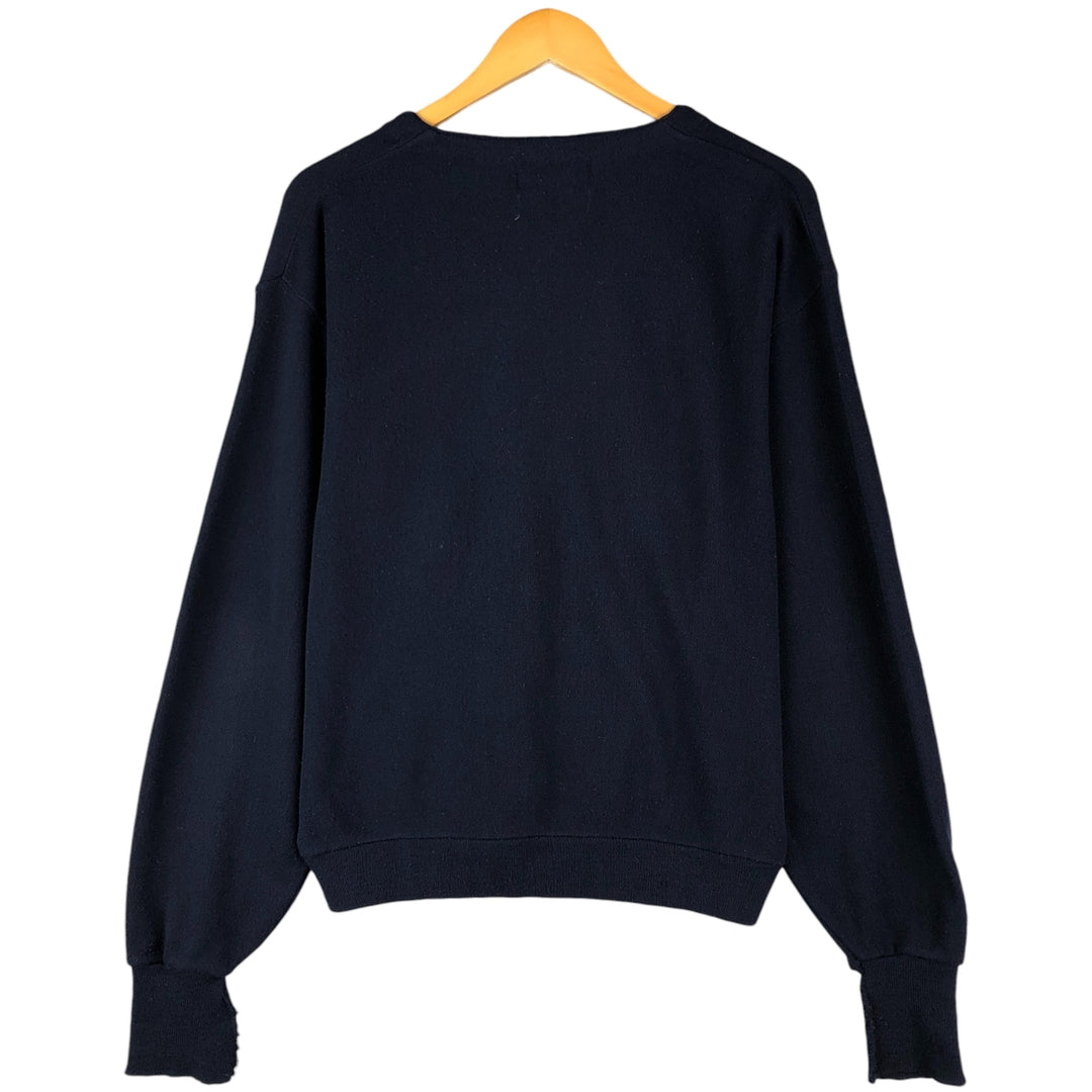 KNIGHTS BRIDGE Acrylic Knit Cardigan, Made in USA, Men's Size L acrylic navy blue type Vintage Second Hand