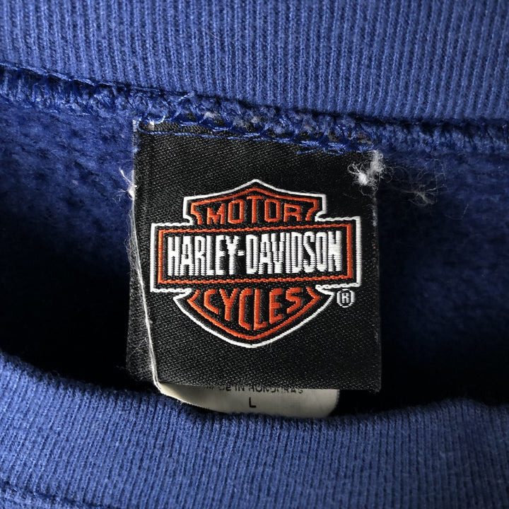 2000'S Harley-Davidson Skull Pattern Advertising Sweatshirt, Made in USA, Men's Size L unclear blue type Vintage Second Hand