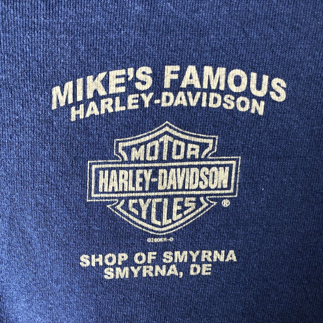 2000'S Harley-Davidson Skull Pattern Advertising Sweatshirt, Made in USA, Men's Size L unclear blue type Vintage Second Hand