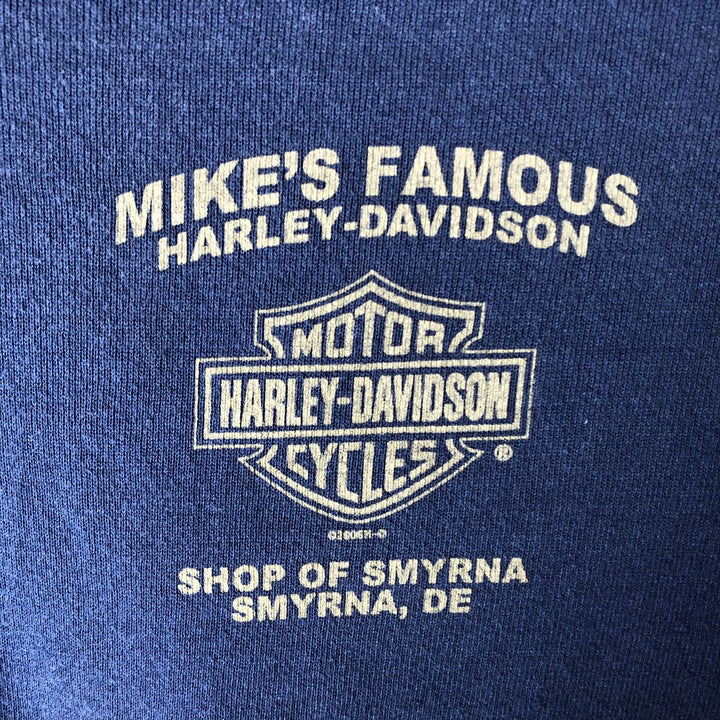 2000'S Harley-Davidson Skull Pattern Advertising Sweatshirt, Made in USA, Men's Size L unclear blue type Vintage Second Hand