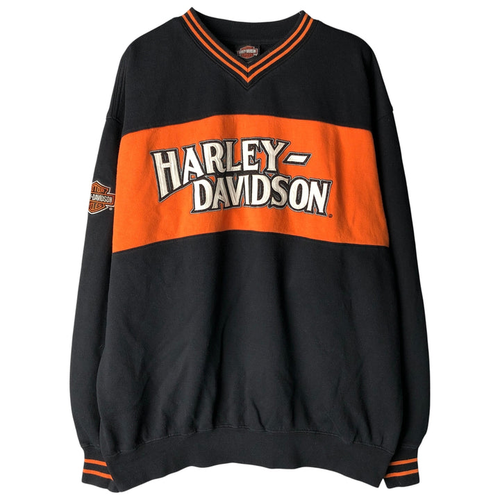 Harley-Davidson V-neck advertising sweatshirt, men's size XL unclear black type Vintage Second Hand
