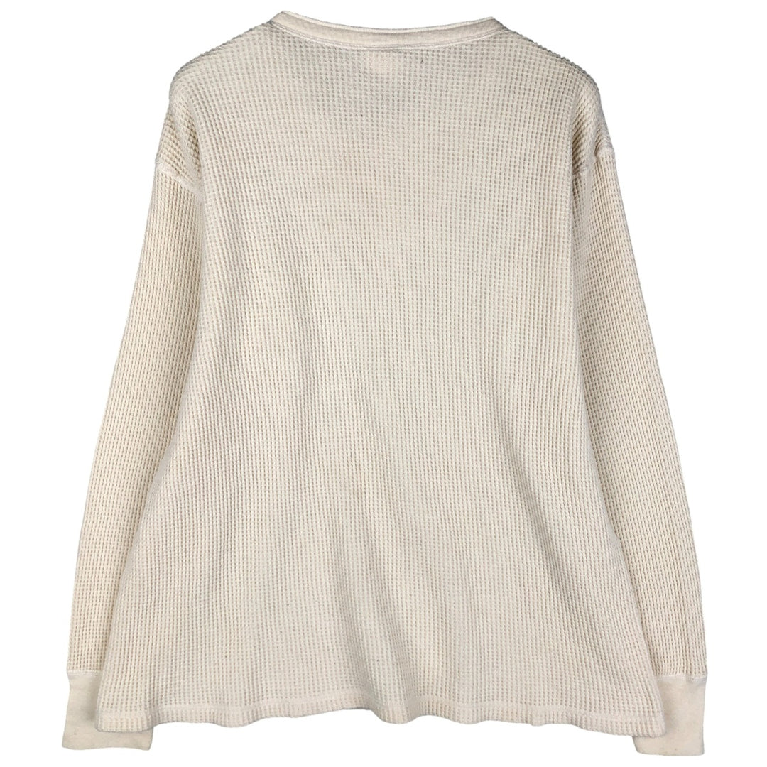 Vintage 1980'S SKYR Waffle Henley T-Shirt, Men's XL, Made in USA cotton ivory Vintage Second Hand