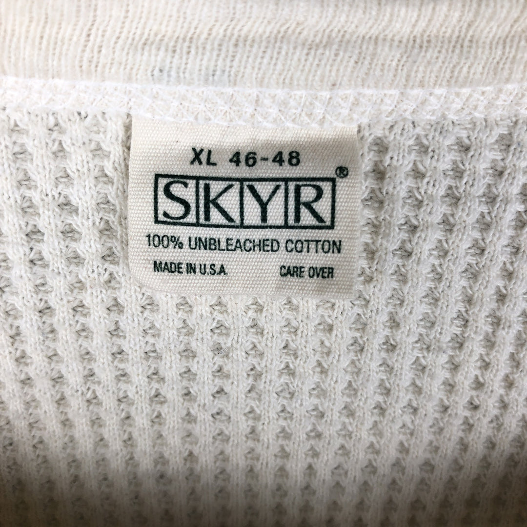 Vintage 1980'S SKYR Waffle Henley T-Shirt, Men's XL, Made in USA cotton ivory Vintage Second Hand