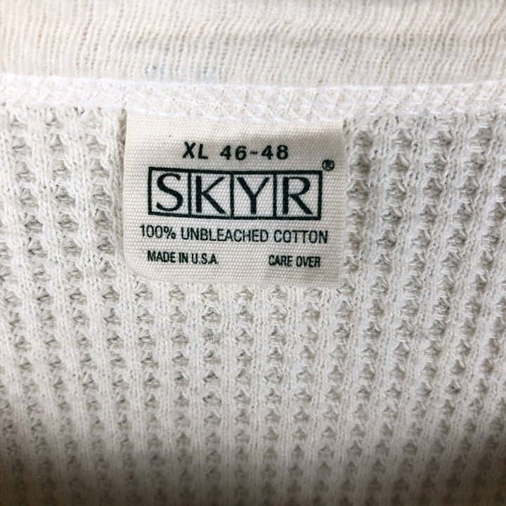 Vintage 1980'S SKYR Waffle Henley T-Shirt, Men's XL, Made in USA cotton ivory Vintage Second Hand
