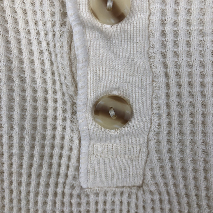 Vintage 1980'S SKYR Waffle Henley T-Shirt, Men's XL, Made in USA cotton ivory Vintage Second Hand