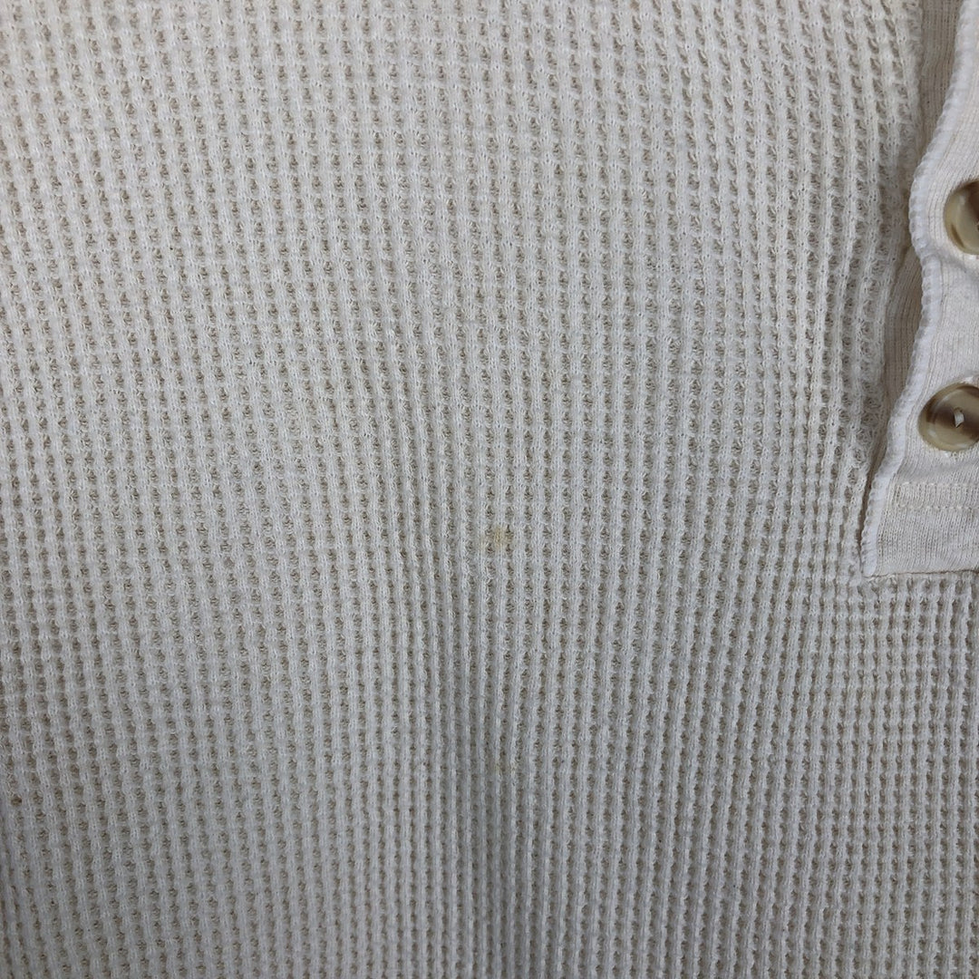 Vintage 1980'S SKYR Waffle Henley T-Shirt, Men's XL, Made in USA cotton ivory Vintage Second Hand