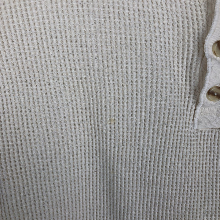 Vintage 1980'S SKYR Waffle Henley T-Shirt, Men's XL, Made in USA cotton ivory Vintage Second Hand