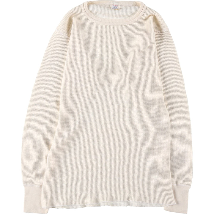 Vintage 90'S JE MORGAN Thermal Long T-shirt, waffle, Made in USA, Men's XL cotton ivory Vintage Second Hand