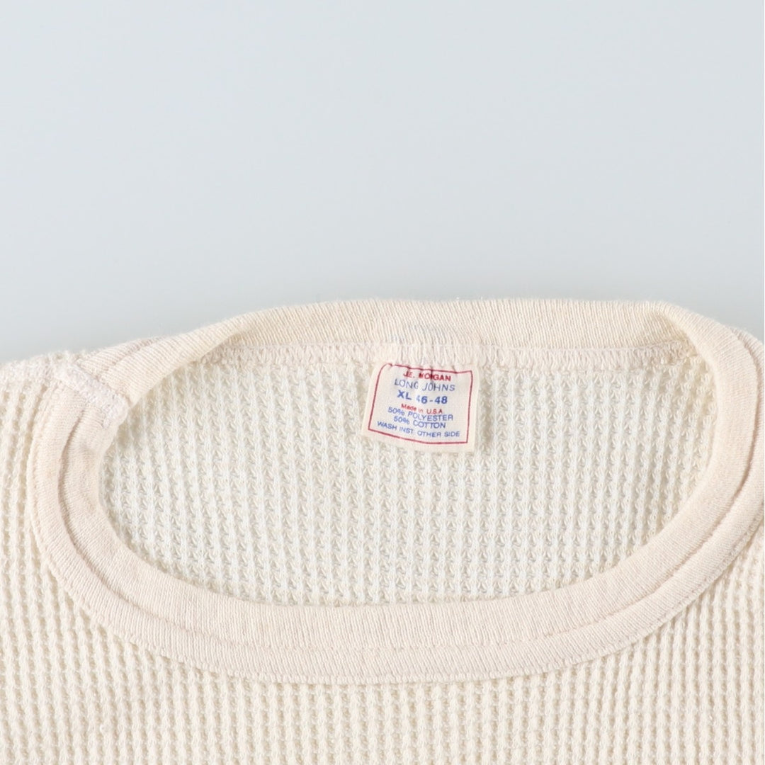 Vintage 90'S JE MORGAN Thermal Long T-shirt, waffle, Made in USA, Men's XL cotton ivory Vintage Second Hand