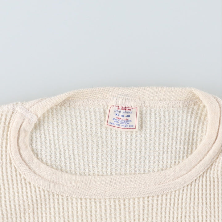 Vintage 90'S JE MORGAN Thermal Long T-shirt, waffle, Made in USA, Men's XL cotton ivory Vintage Second Hand