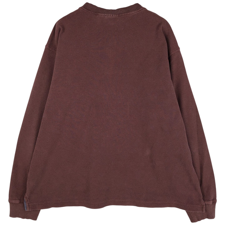 90s-00'S LLBean Waffle Henley T-Shirt, Men's XL, Vintage cotton brown type Vintage Second Hand