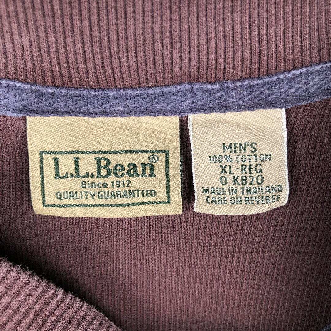 90s-00'S LLBean Waffle Henley T-Shirt, Men's XL, Vintage cotton brown type Vintage Second Hand