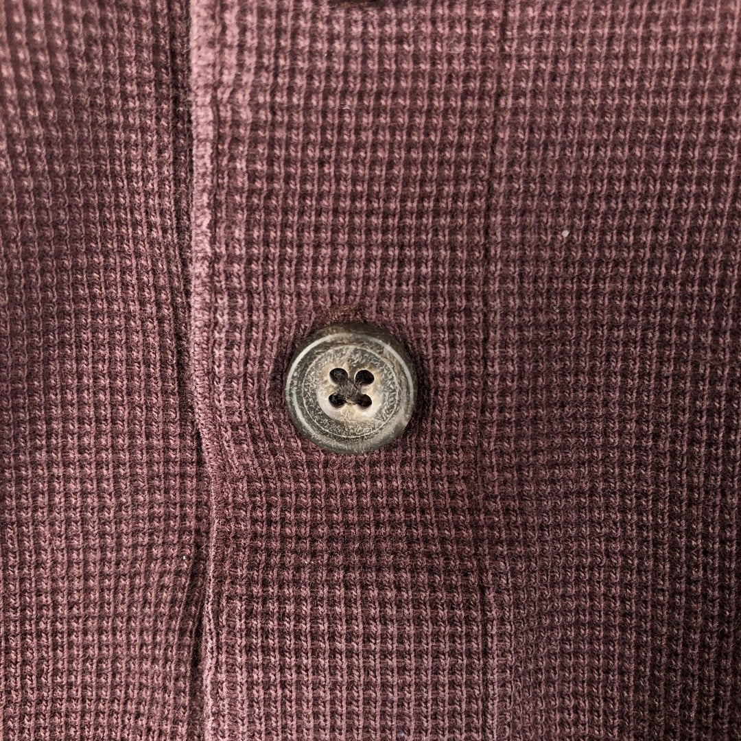 90s-00'S LLBean Waffle Henley T-Shirt, Men's XL, Vintage cotton brown type Vintage Second Hand