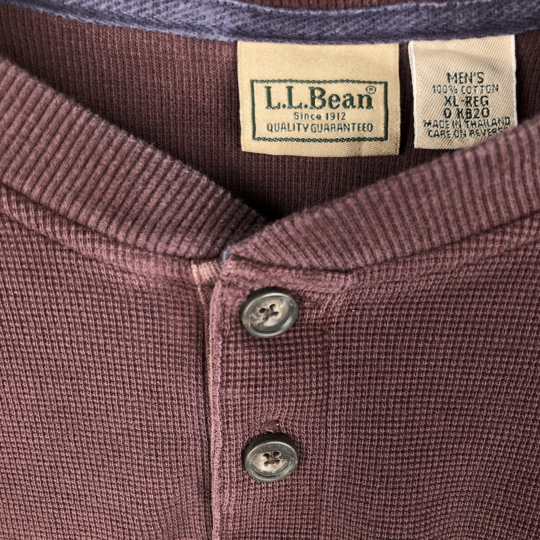 90s-00'S LLBean Waffle Henley T-Shirt, Men's XL, Vintage cotton brown type Vintage Second Hand