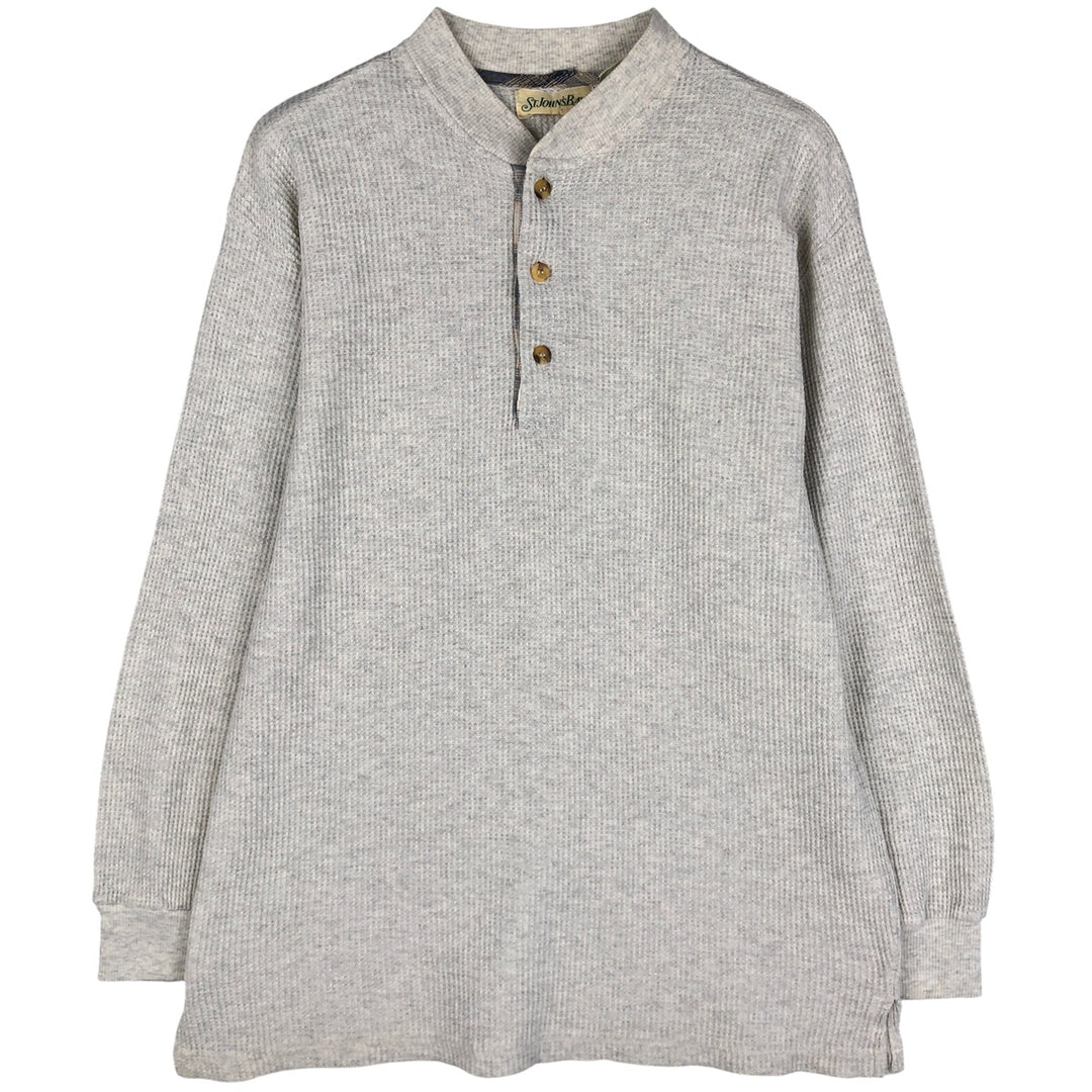 St. John's Bay Men's Waffle Thermal Henley T-Shirt, Size Small cotton gray type Vintage Second Hand