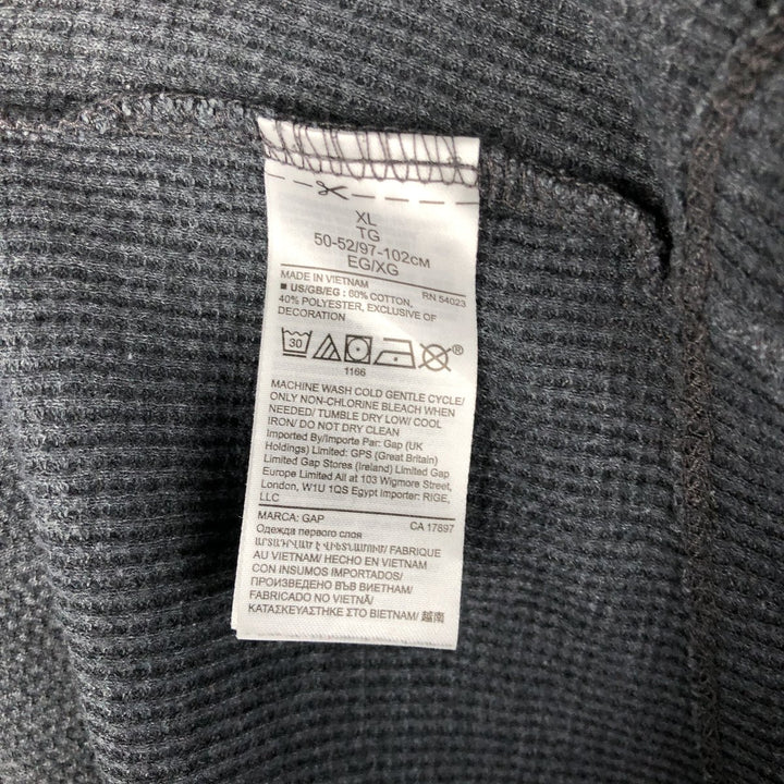 GAP Henley Neck Thermal Long T-Shirt, Men's Size XL cotton gray type Vintage Second Hand