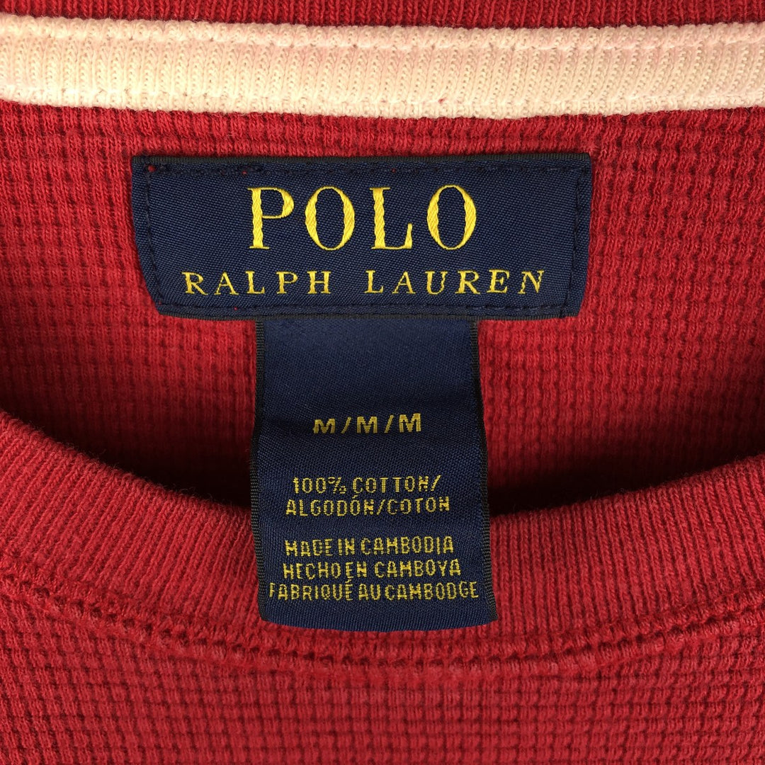 Ralph Lauren POLO RALPH LAUREN Thermal Long T-Shirt, Men's Size M cotton red type Vintage Second Hand