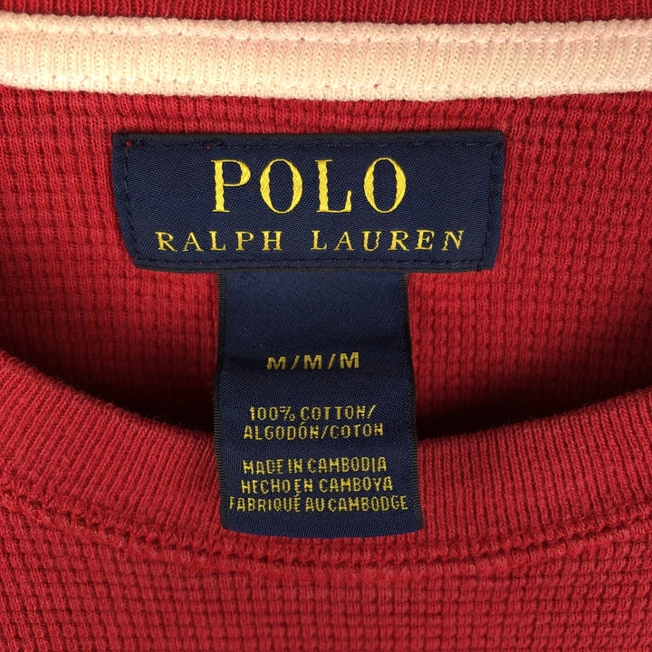 Ralph Lauren POLO RALPH LAUREN Thermal Long T-Shirt, Men's Size M cotton red type Vintage Second Hand