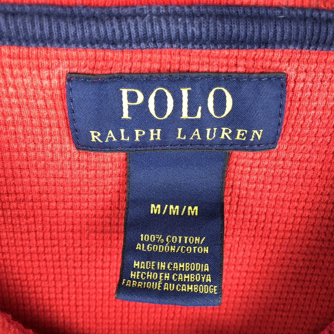 Ralph Lauren POLO RALPH LAUREN Polo Bear Thermal Long T-Shirt, Men's Size Medium cotton red type Vintage Second Hand